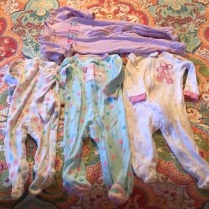 Baby girls cotton footed pajamas